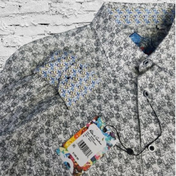 ROBERT GRAHAM Hopkins Skull Print Long Sleeve Button Down Shirt Classic Fit - S - Picture 14 of 16